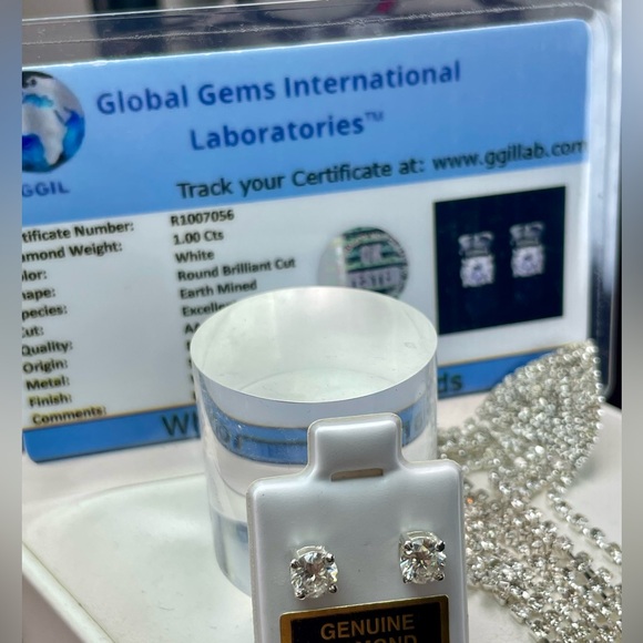 SPECIALDEAL‼️1ct Diamond CERTIFIED studs silver 925 - Picture 2 of 16